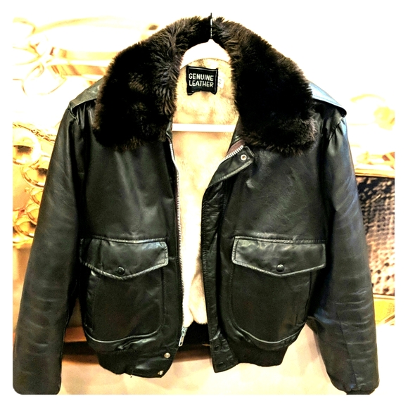 R Sherman Vintage Leather Bomber Jacket 